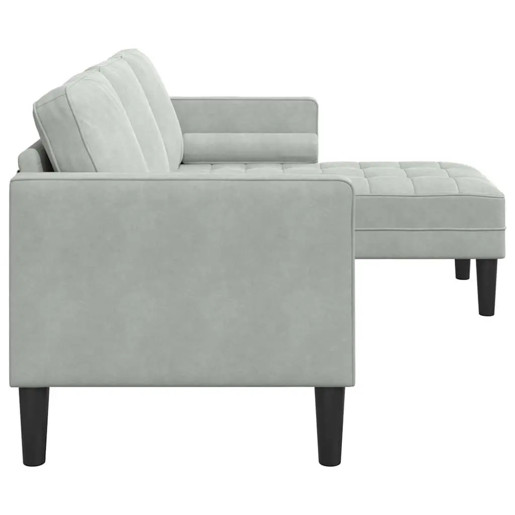 Modular Sofa Set Light Grey Polyester Compact Living Room Sectional Couch