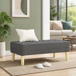 Modern Bench Ottoman with Cushion Grey 113 x 57 x 39 cm Seating Furniture