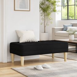 Stylish Black Bench Ottoman with Cushion 113 x 57 x 39 cm