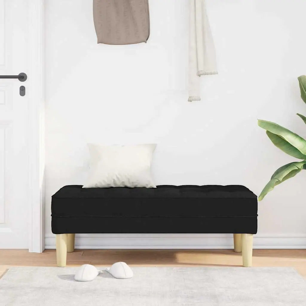 Bench Ottoman Plywood Polyester Cushion Black 113 x 57 x 39 cm