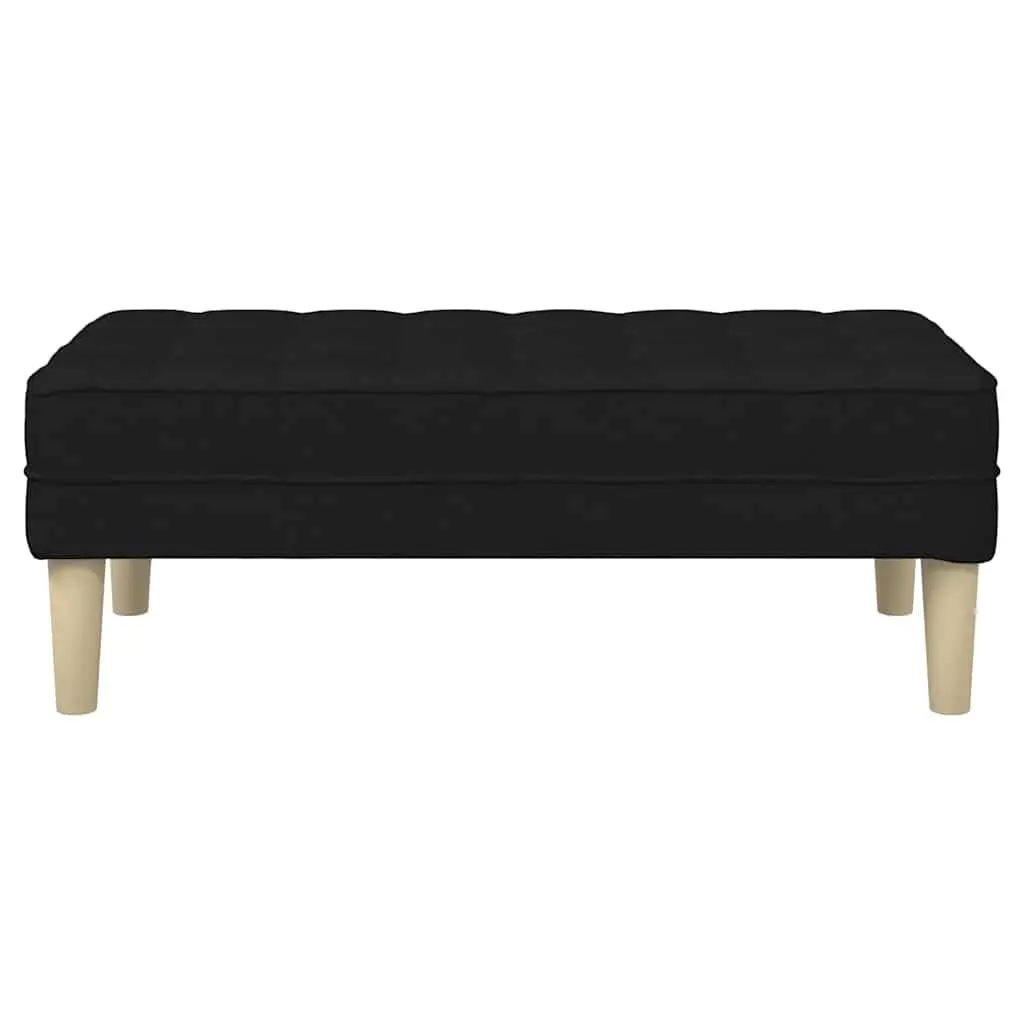 Bench Ottoman Plywood Polyester Cushion Black 113 x 57 x 39 cm