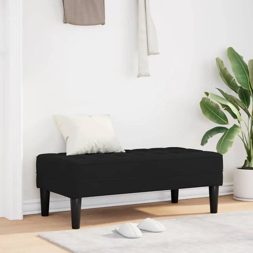 Bench Ottoman Velvet Black Plywood 113x57x39 cm