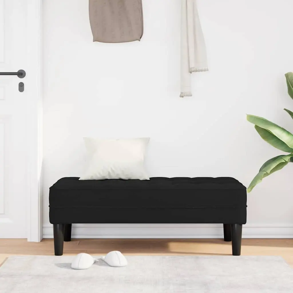 Bench Ottoman Velvet Black Plywood 113x57x39 cm