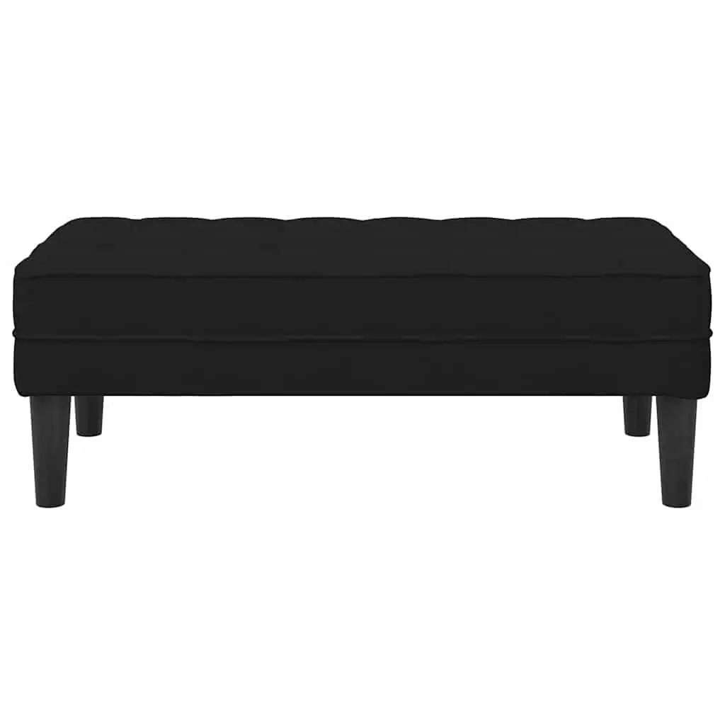 Bench Ottoman Velvet Black Plywood 113x57x39 cm