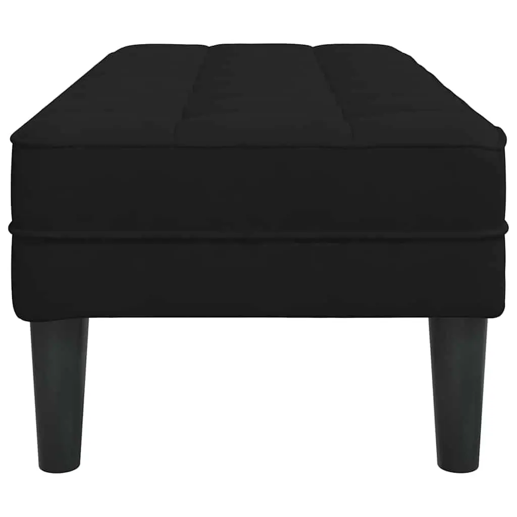 Bench Ottoman Velvet Black Plywood 113x57x39 cm