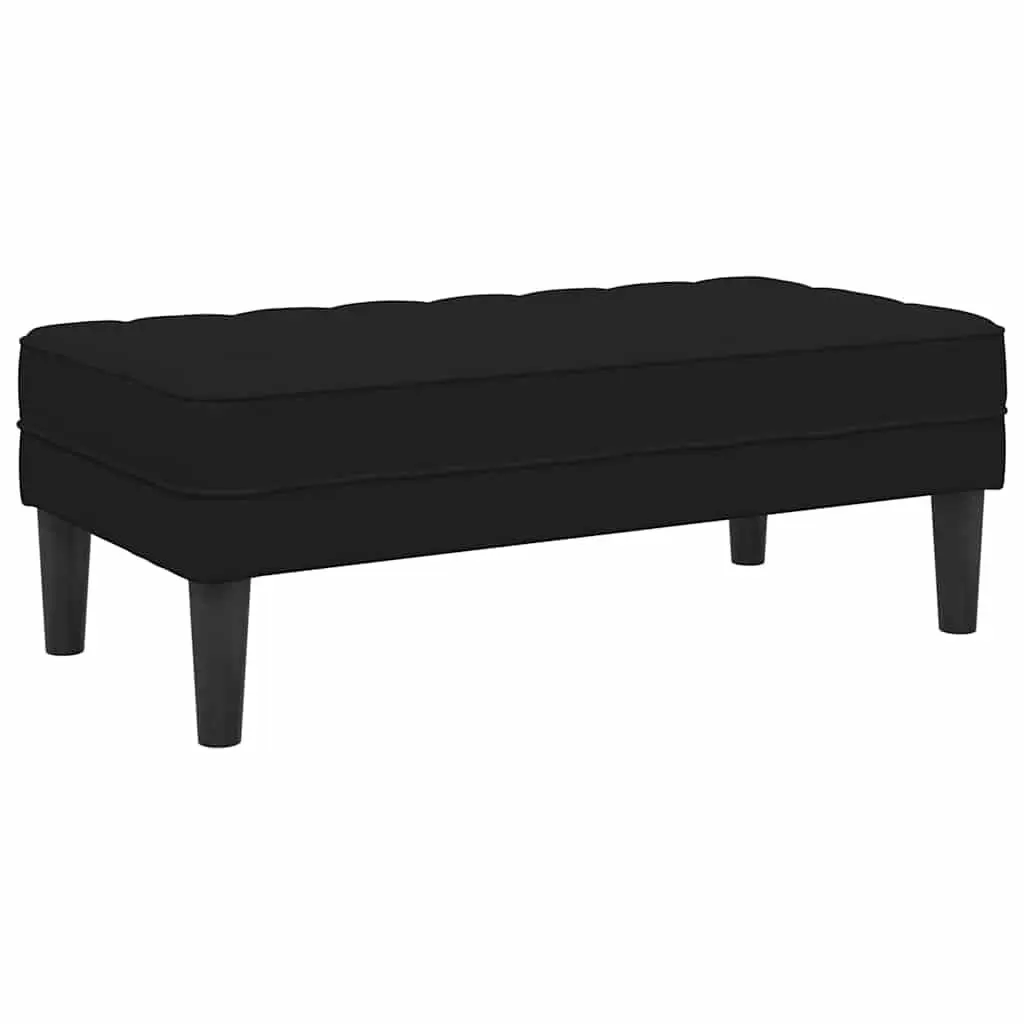 Bench Ottoman Velvet Black Plywood 113x57x39 cm