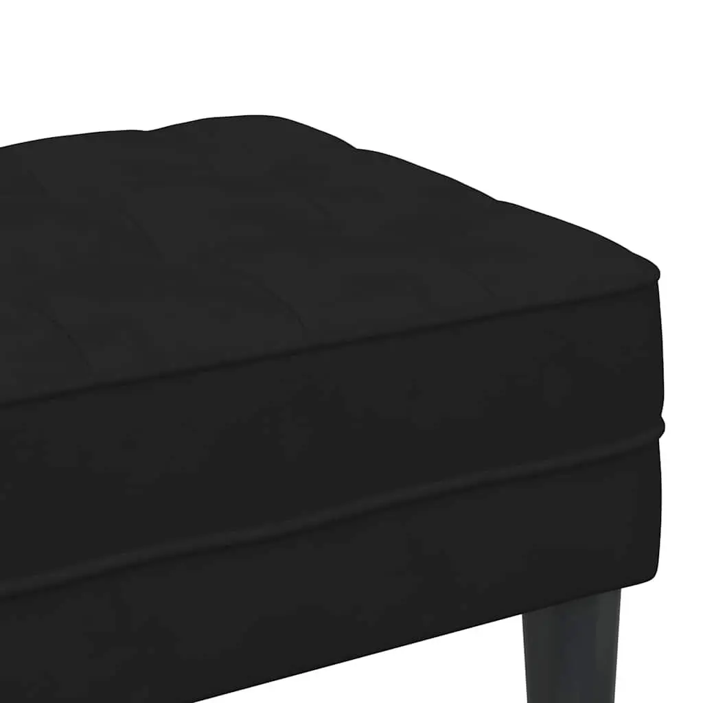 Bench Ottoman Velvet Black Plywood 113x57x39 cm