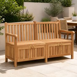 Durable Teak Garden Bench with Hidden Storage 150x60x90cm