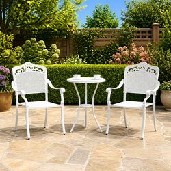 Vintage White Aluminium Outdoor Garden Chair Set of 2