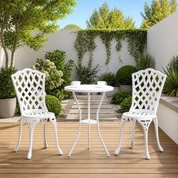White Outdoor Garden Chair Set of 2 - Durable Design