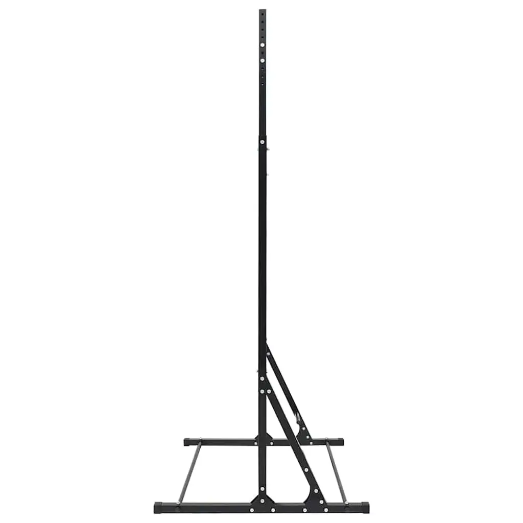 Pull-Up Bar Station Powder-Coated Steel Adjustable Height Black