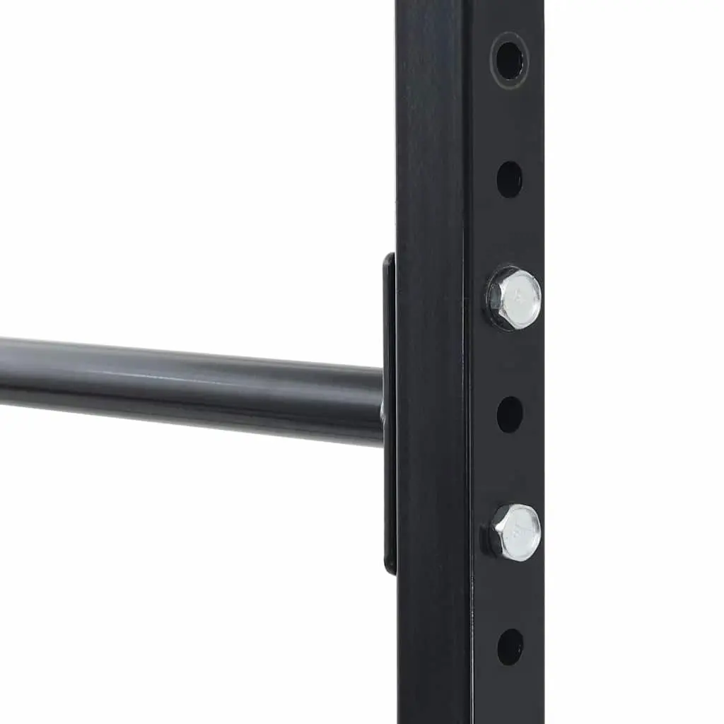 Pull-Up Bar Station Powder-Coated Steel Adjustable Height Black