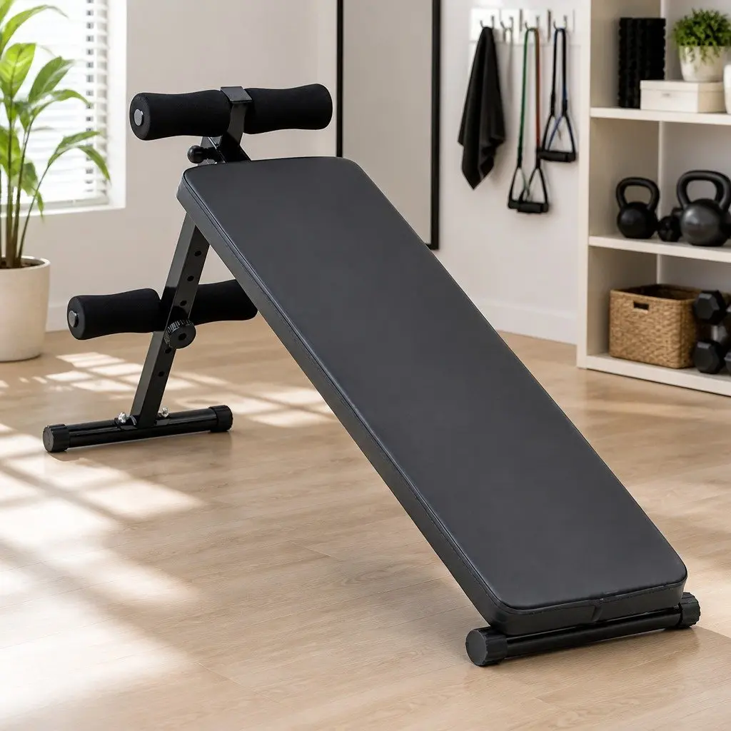 Black Adjustable Sit Up Bench for Home Workouts