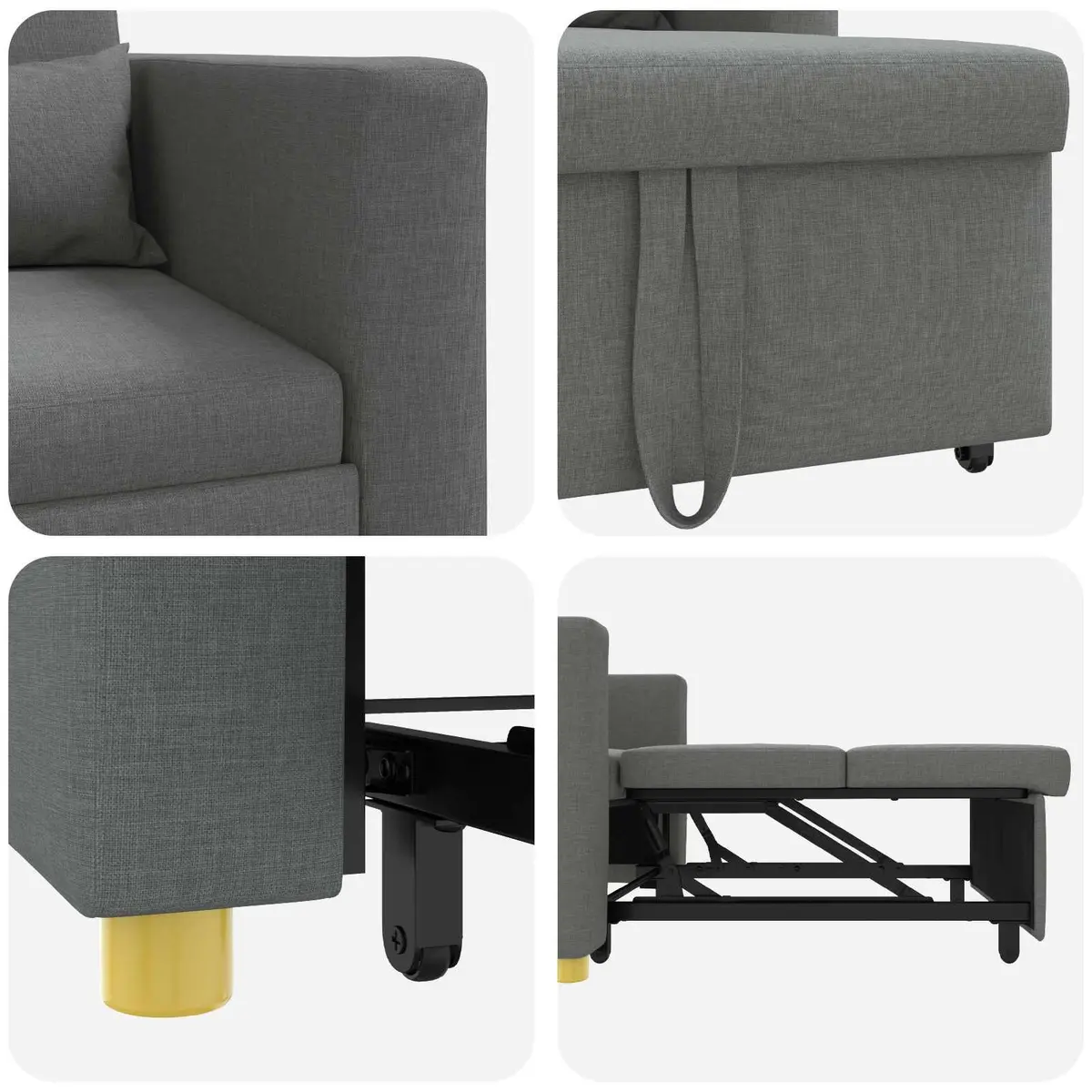 Grey 3-in-1 Convertible Sofa Bed with Durable Build