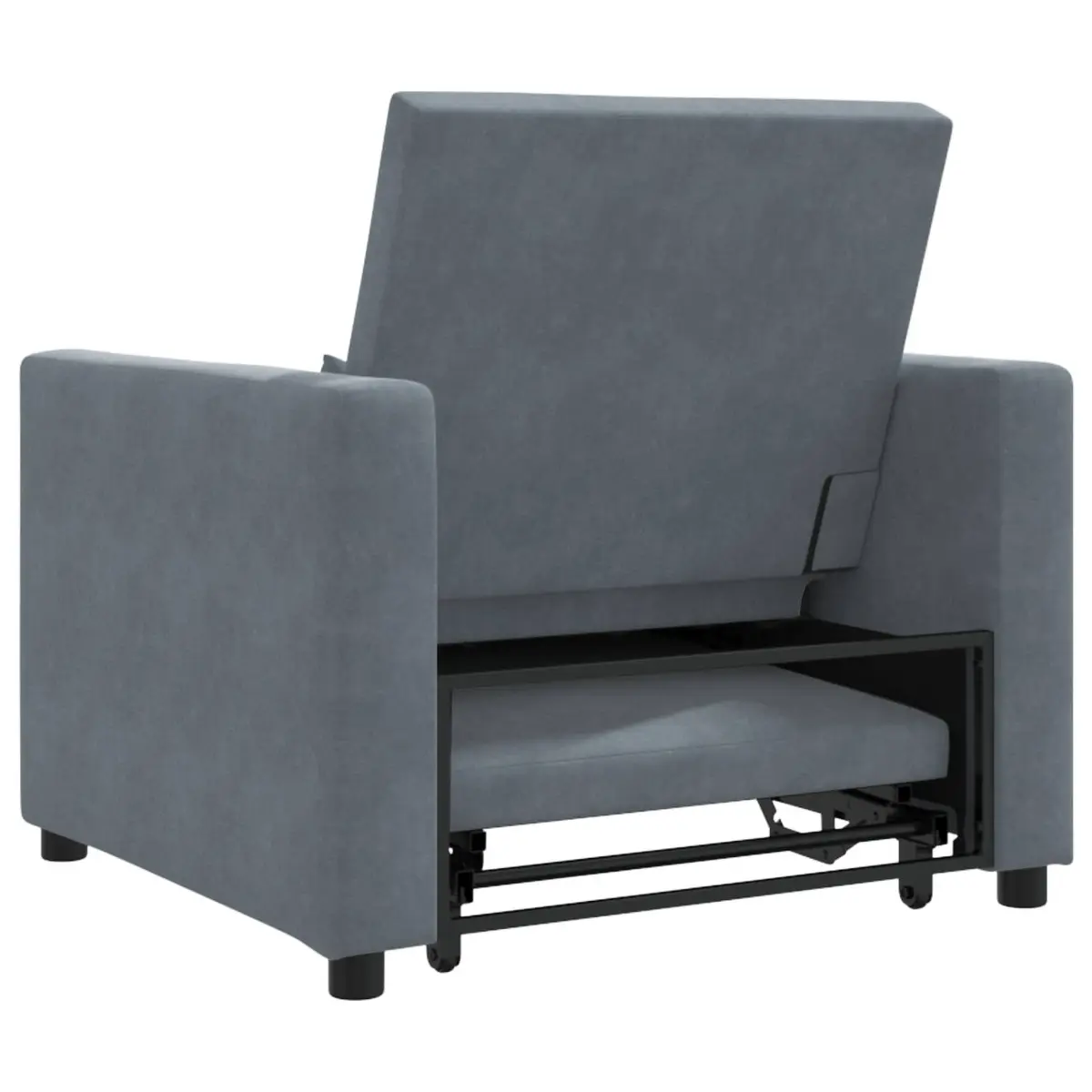 Single Sofa Bed Pull Out with Wheels Convertible Chair Recliner Grey Velvet