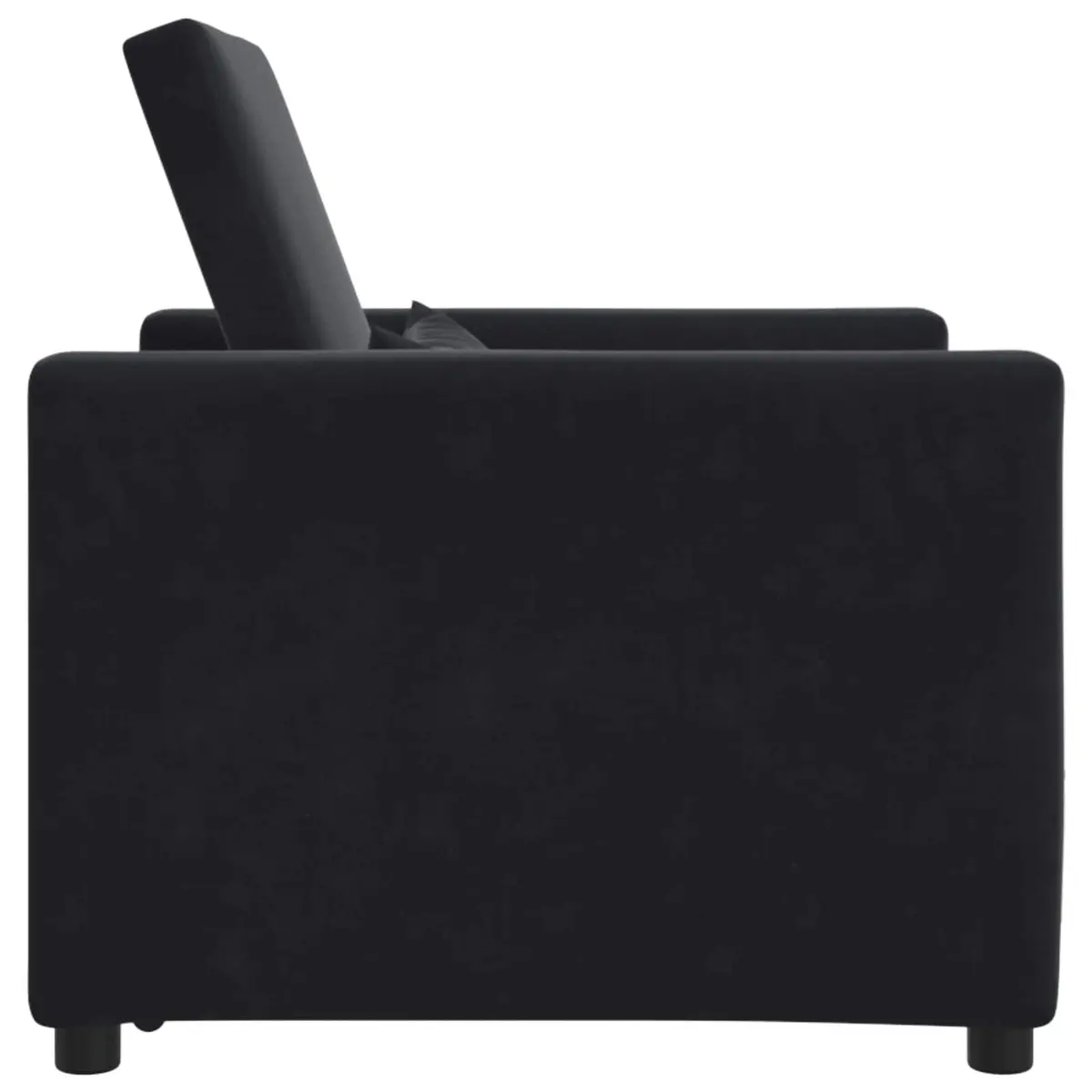 Convertible Black Velvet Single Sofa Bed Recliner