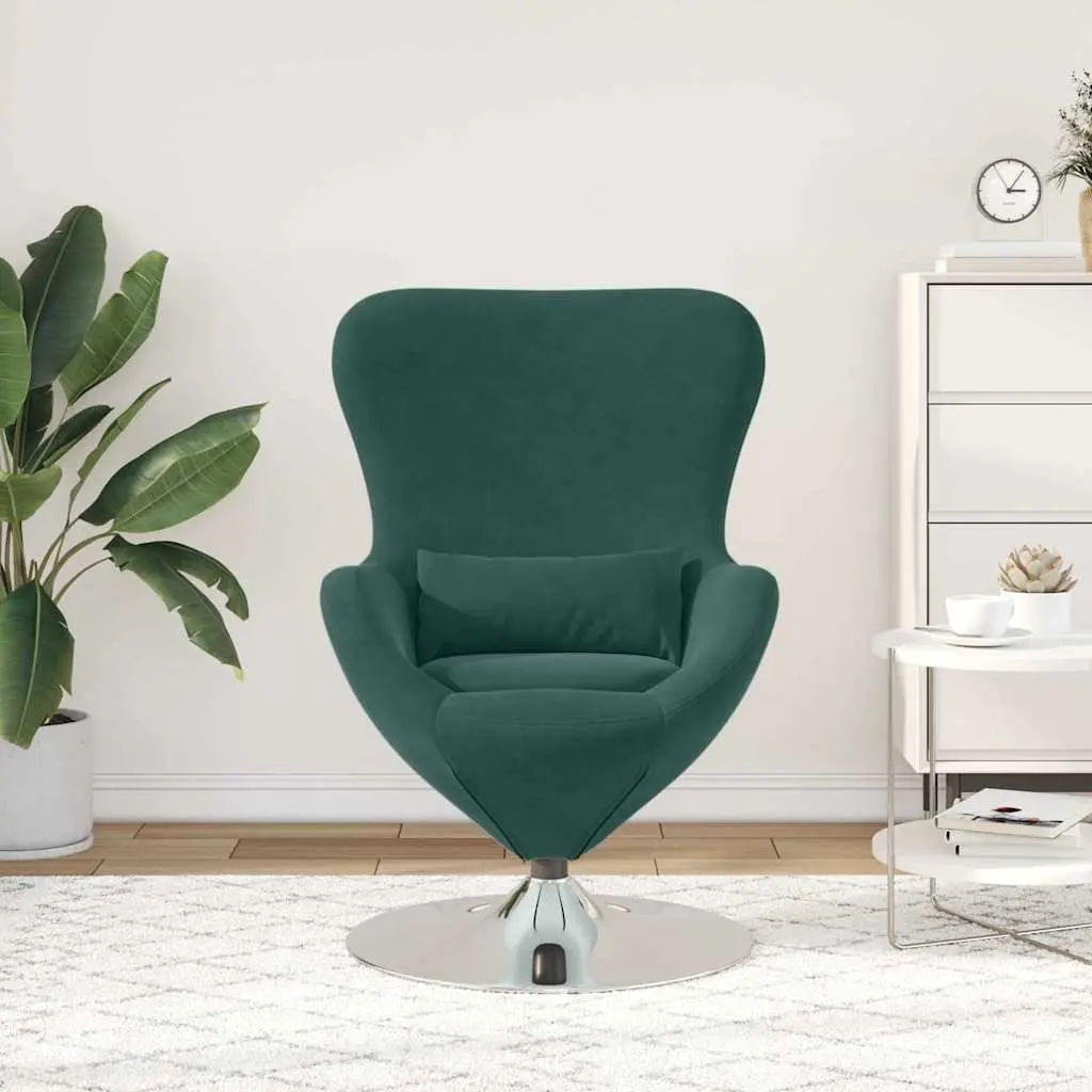 Egg Chair Velvet 360 Degree Swivel Dark Green