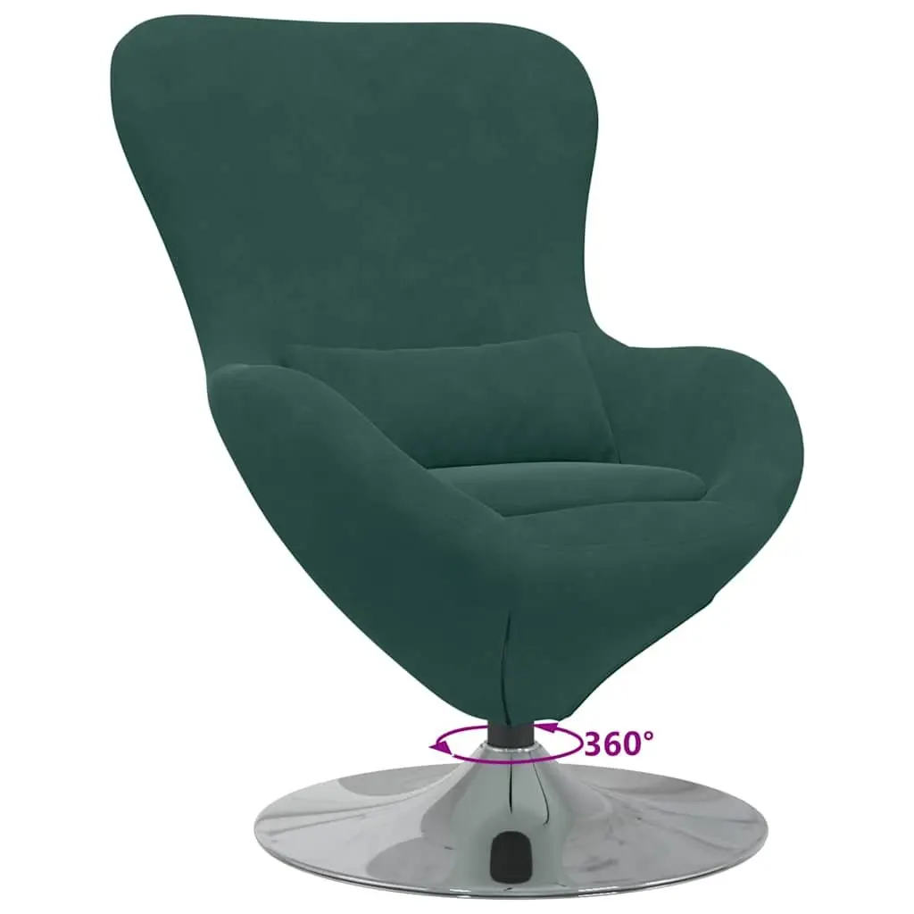 Egg Chair Velvet 360 Degree Swivel Dark Green