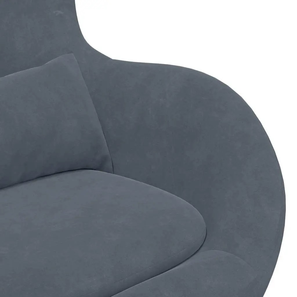 Egg Chair Velvet Grey Modern Lounge Chair with Footstool