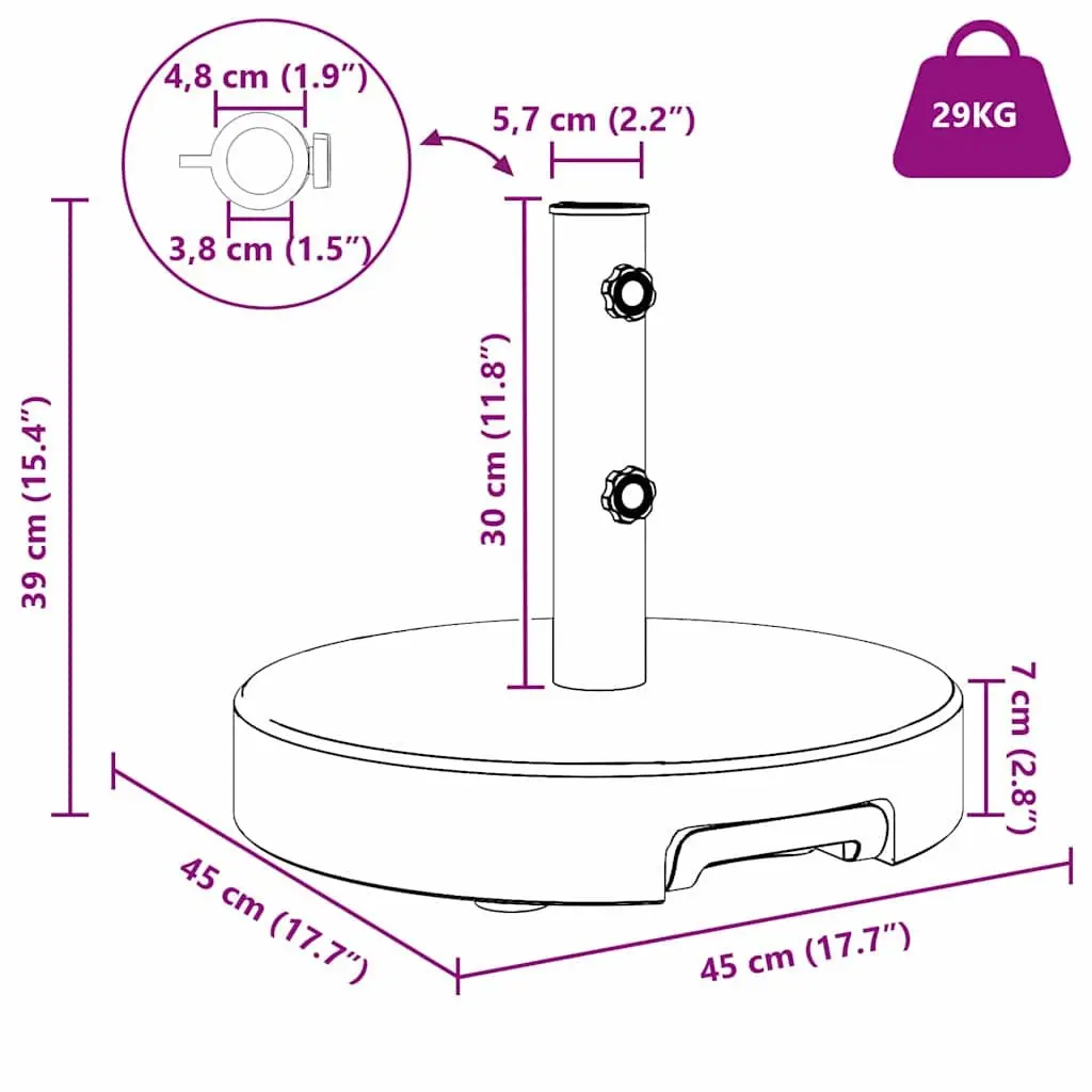 Granite Weighted Parasol Base with Wheels for Stability