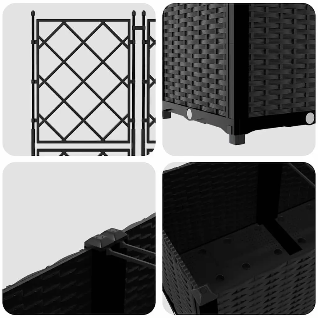 Garden Planter Polypropylene 120 x 40 x 143 cm Black 3 Piece Set