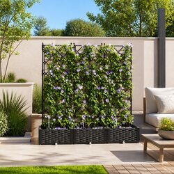 Large Modern 3 Piece Black Garden Planter Set