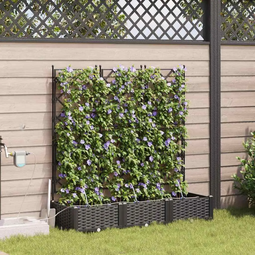 Large Modern 3 Piece Black Garden Planter Set