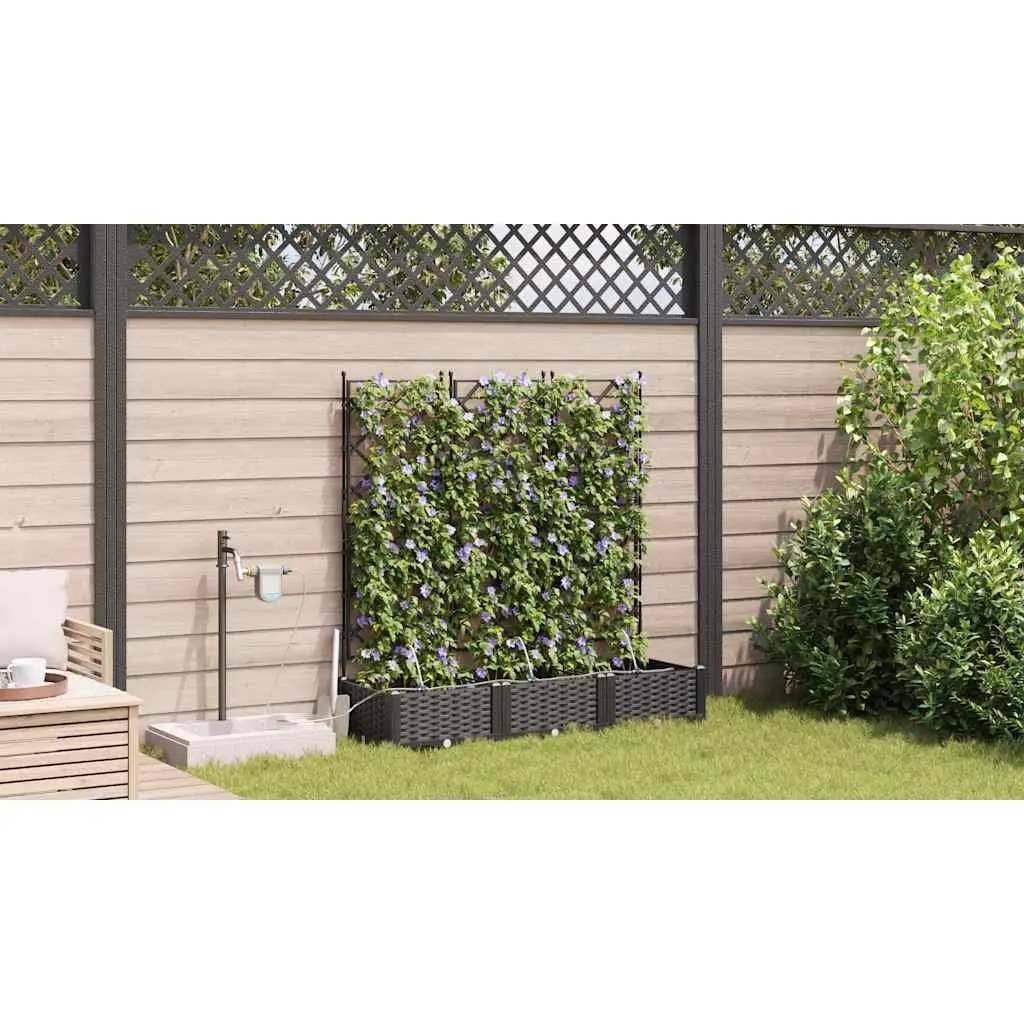 Large Modern 3 Piece Black Garden Planter Set