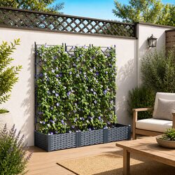 Durable Grey Garden Planter Set of 3, 120x40x125.5cm