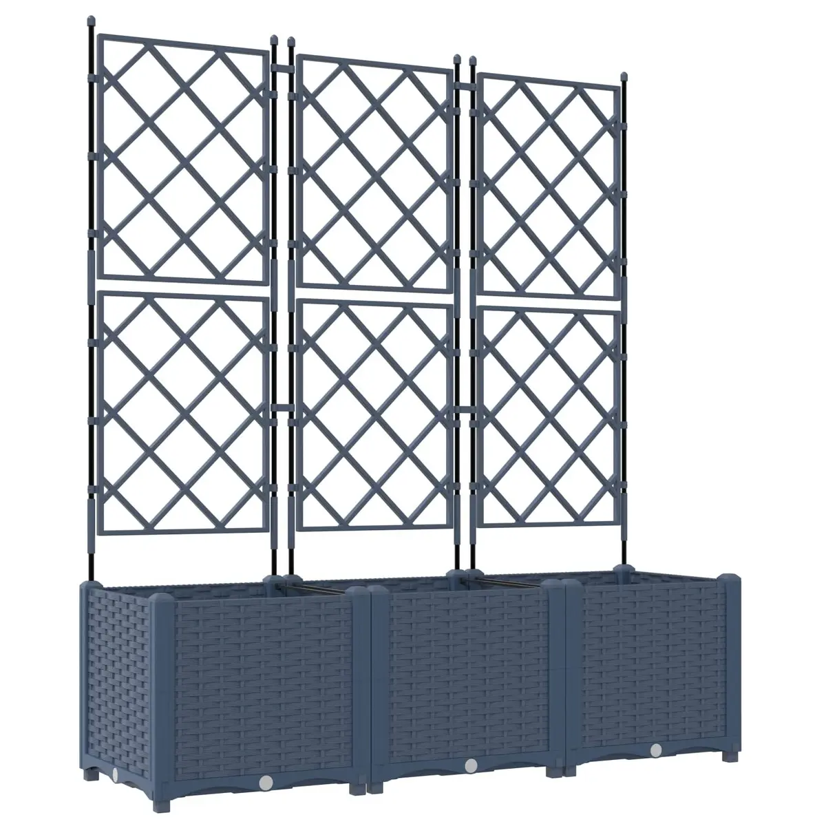 Garden Planter Polypropylene Large Grey 3 Piece Set