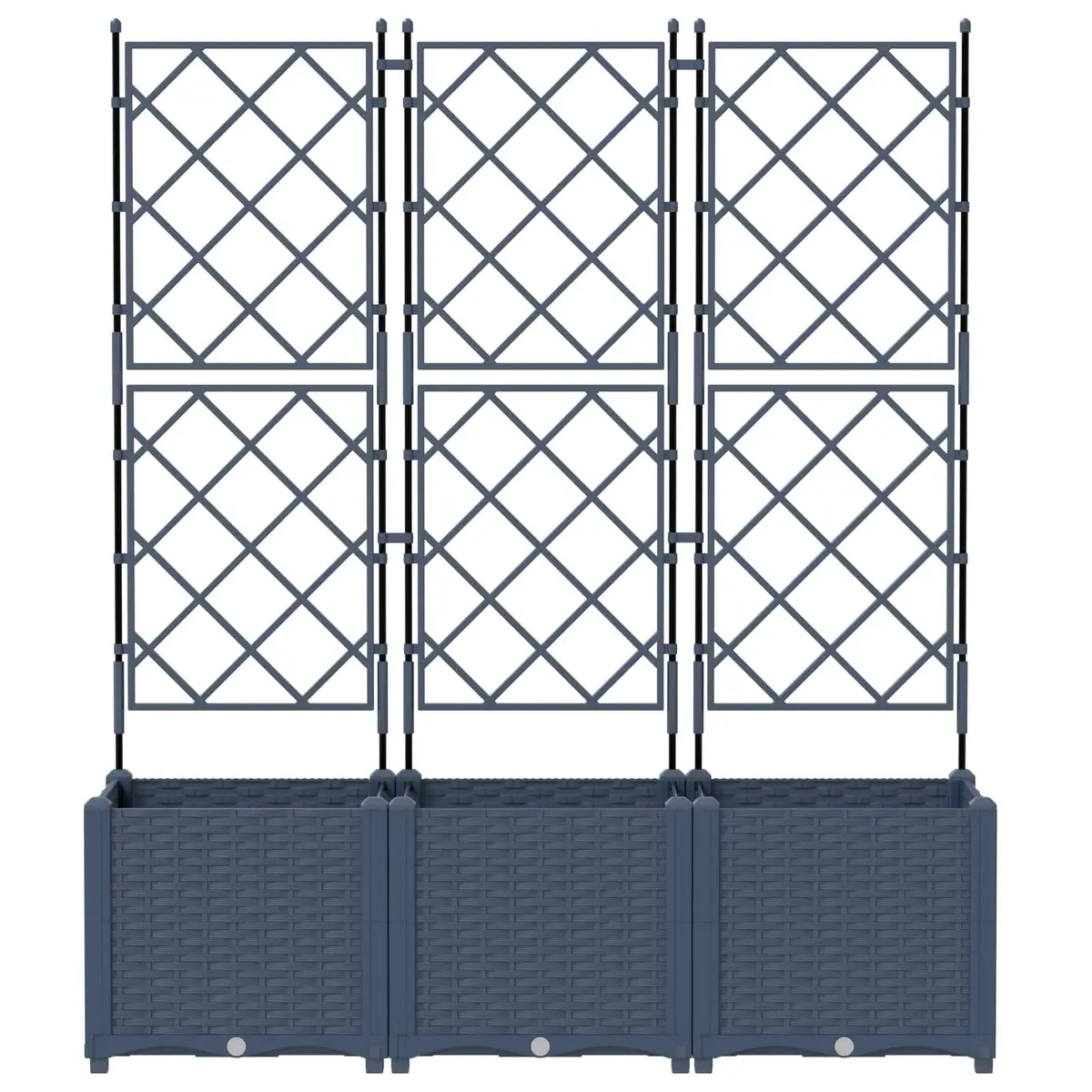 Garden Planter Polypropylene Large Grey 3 Piece Set
