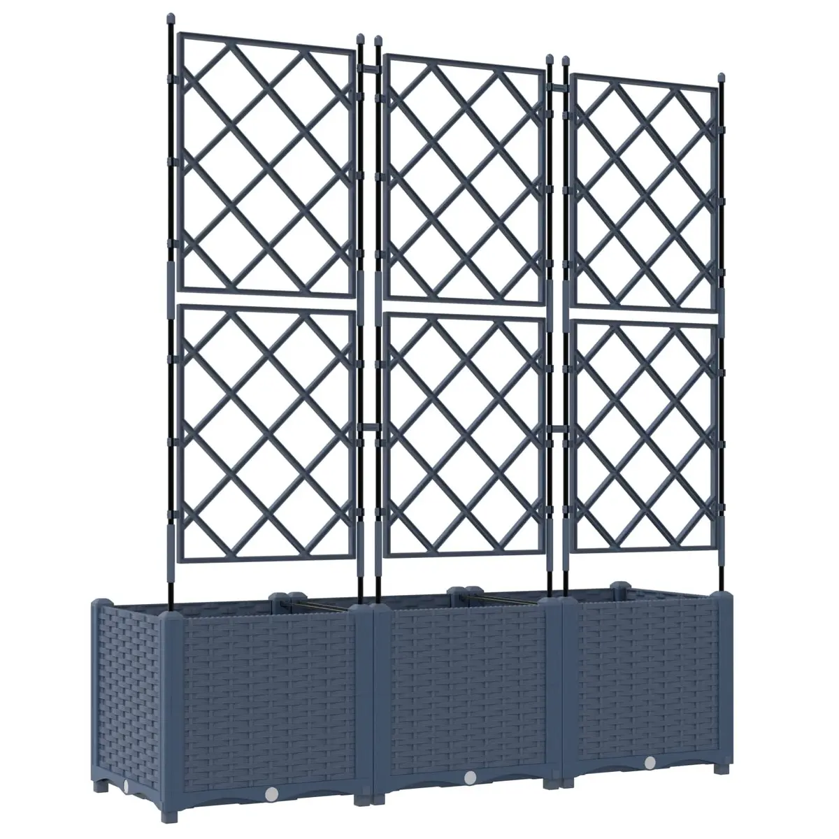 Garden Planter Polypropylene Large Grey 3 Piece Set