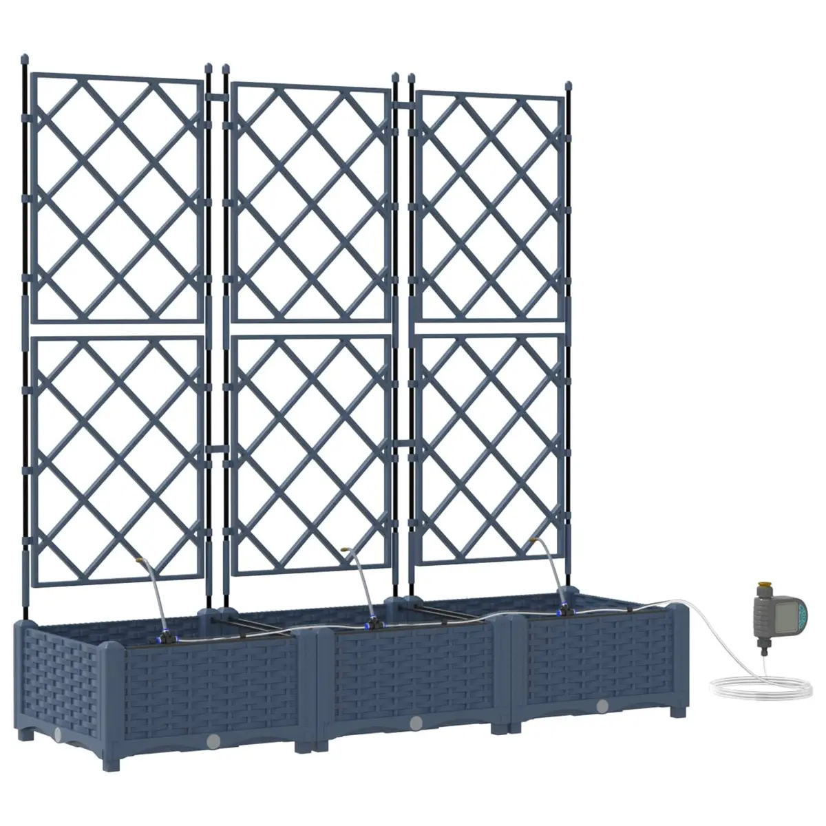 Garden Planter Set 3 pcs Grey Outdoor Terrace Large Modern Polypropylene