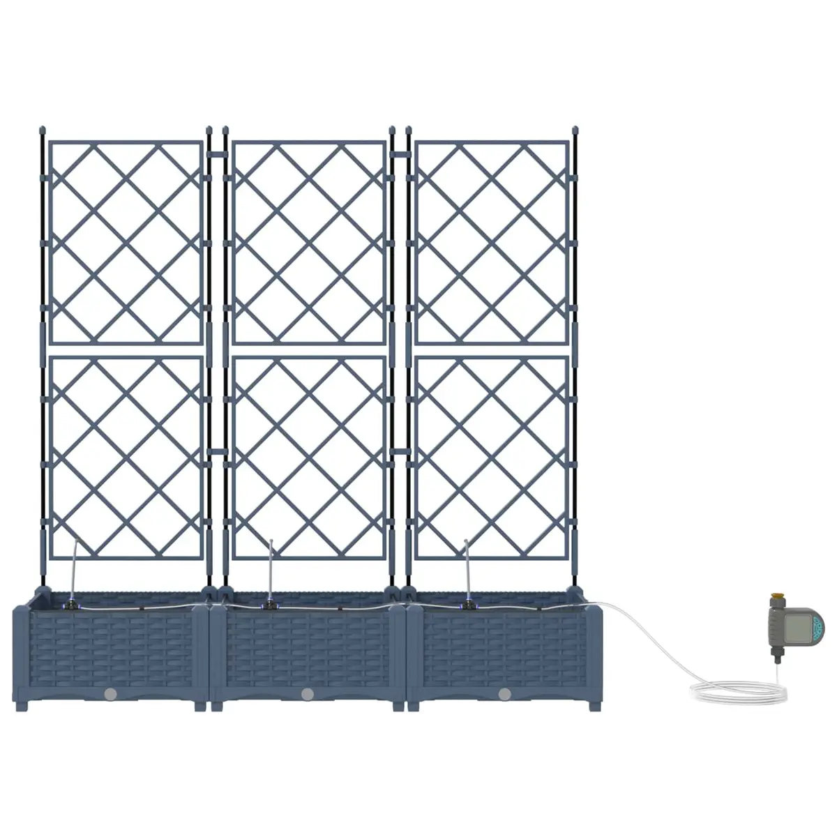 Garden Planter Set 3 pcs Grey Outdoor Terrace Large Modern Polypropylene