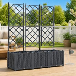 Stylish 3-Piece Garden Planter Set in Grey for Outdoors