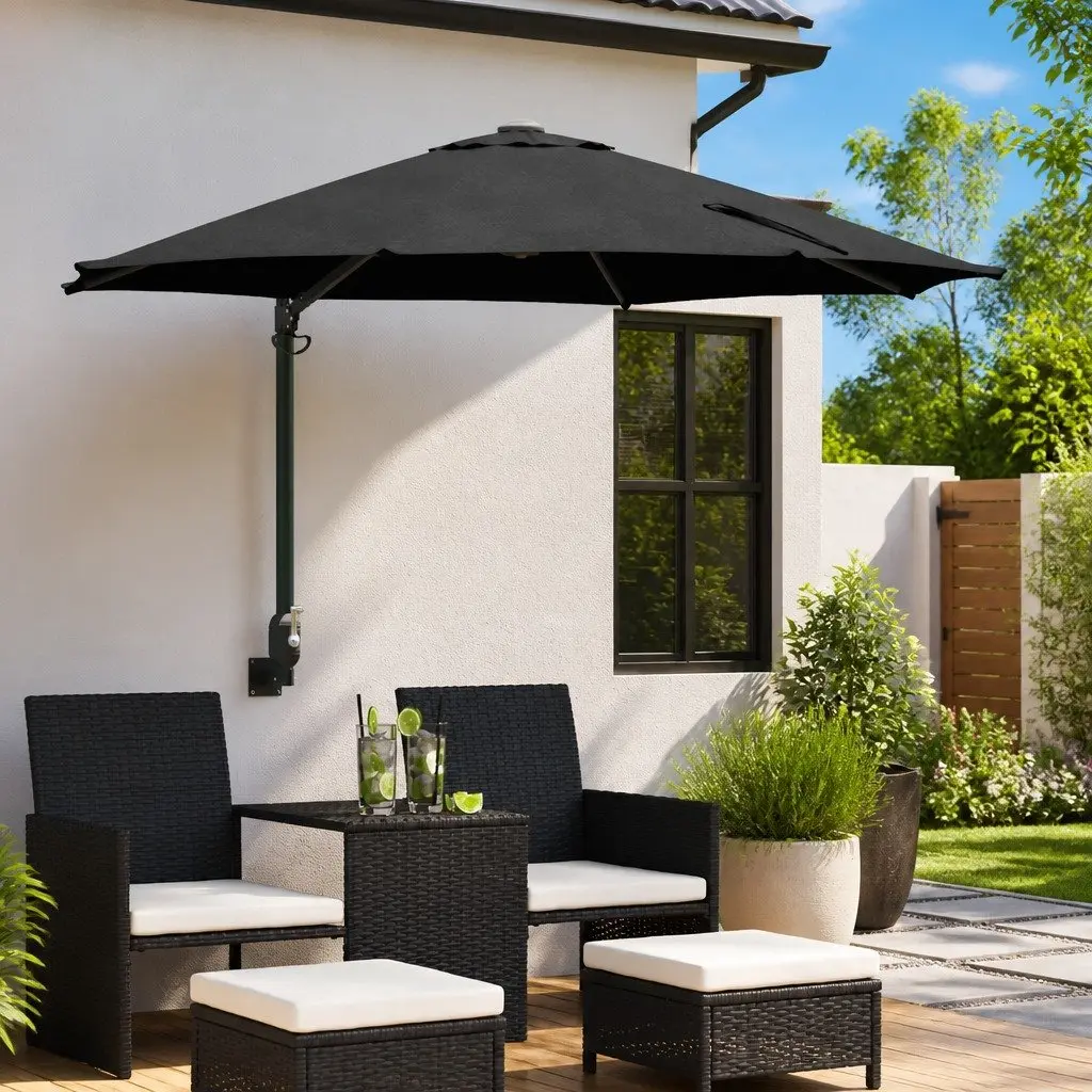 Black Square Patio Umbrella with Cantilever Base