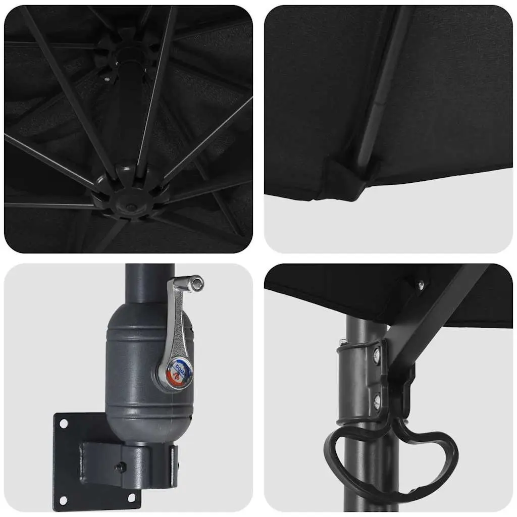 Black Square Patio Umbrella with Cantilever Base