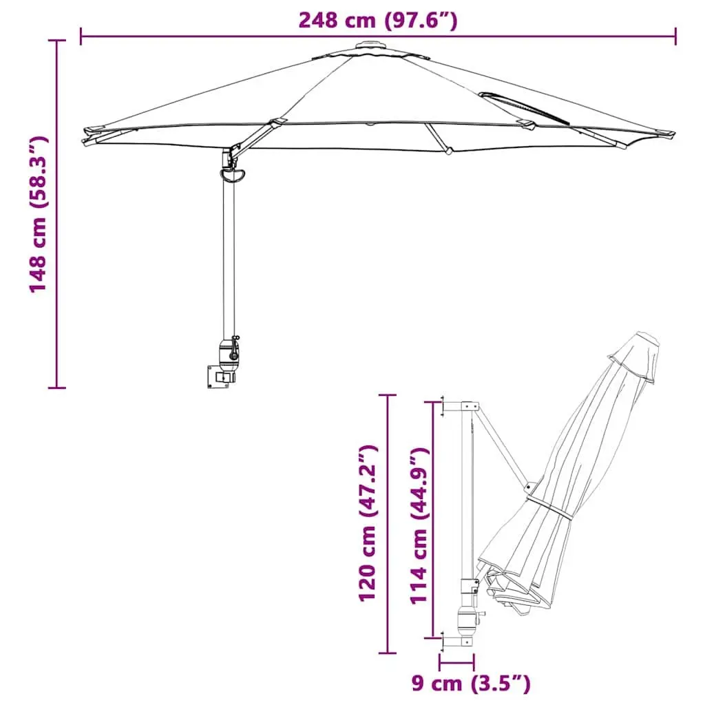 Black Square Patio Umbrella with Cantilever Base
