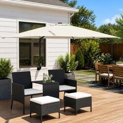 Durable Garden Parasol with Tilting Canopy for Outdoor Use 248.5cm Brown