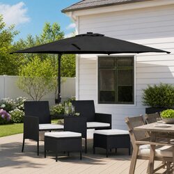 Black Garden Parasol with Tiltable Canopy, 248.5 x 247.5cm