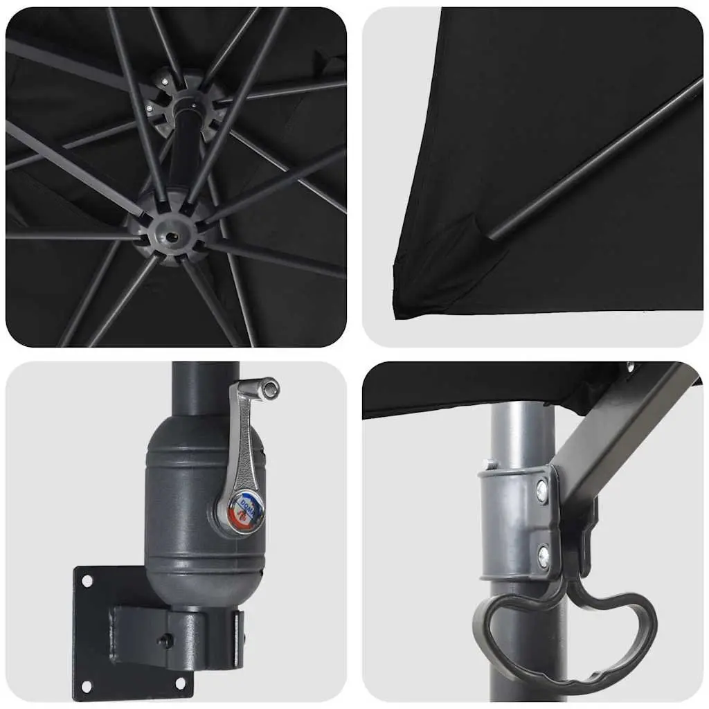Garden Parasol Polyester 248.5 x 247.5 x 160cm Black