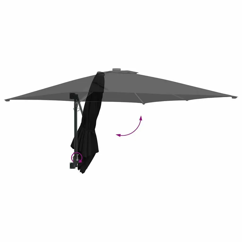 Garden Parasol Polyester 248.5 x 247.5 x 160cm Black