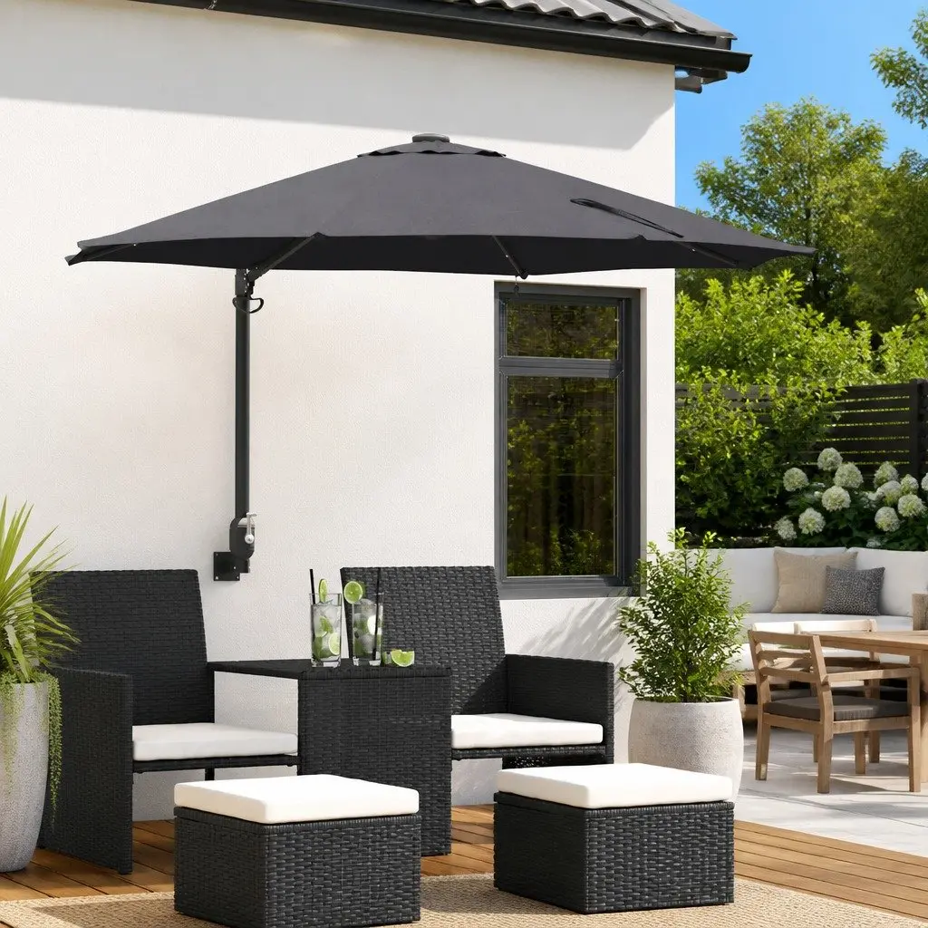 Anthracite Square Garden Parasol with LED Lighting