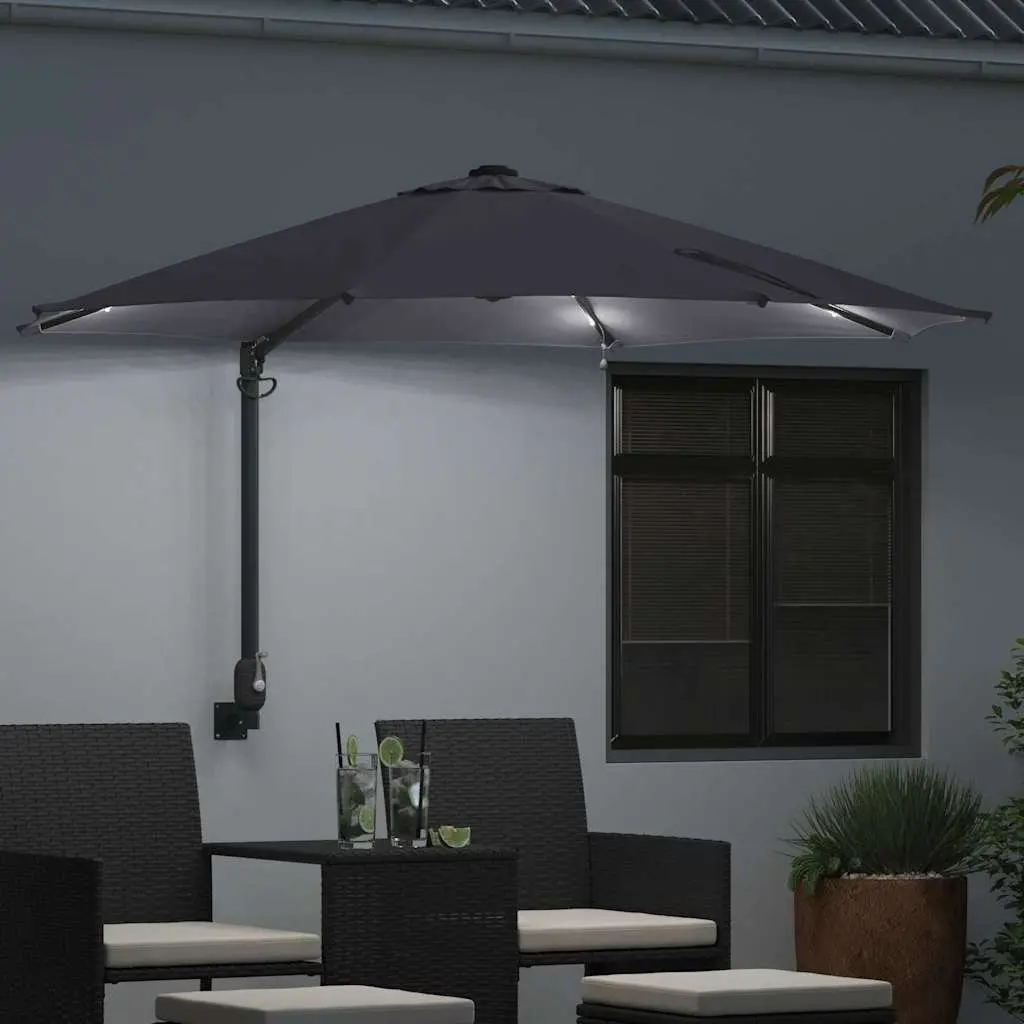 Anthracite Square Garden Parasol with LED Lighting