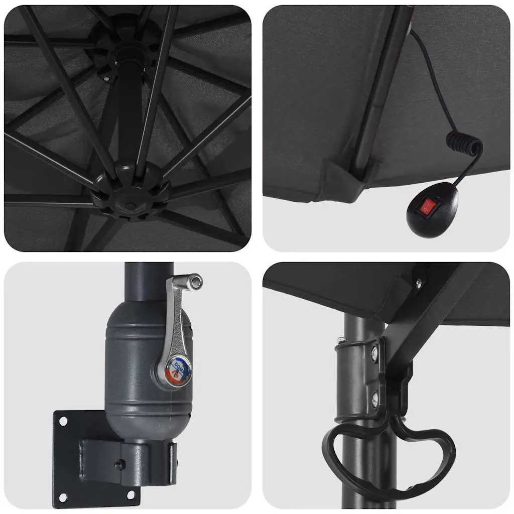Anthracite Square Garden Parasol with LED Lighting