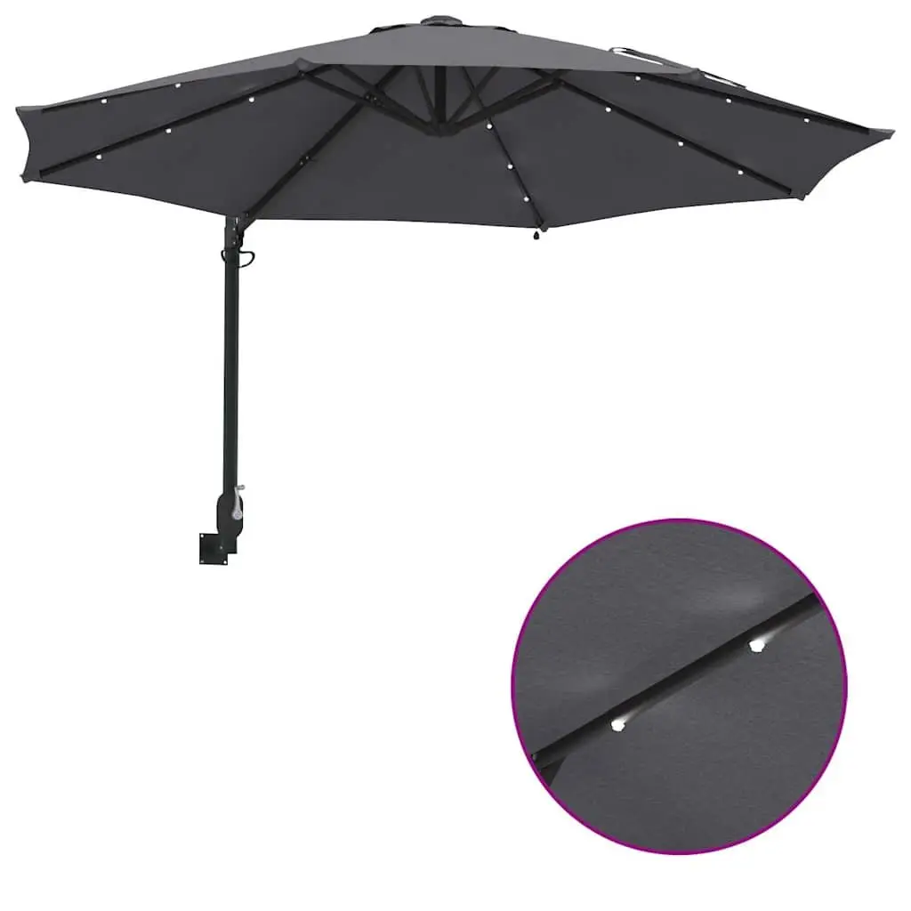 Anthracite Square Garden Parasol with LED Lighting