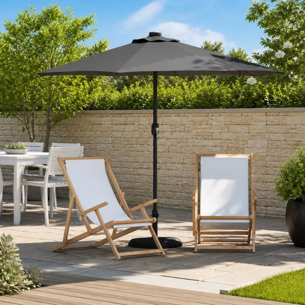 Anthracite Garden Parasol with Solar LED Lights