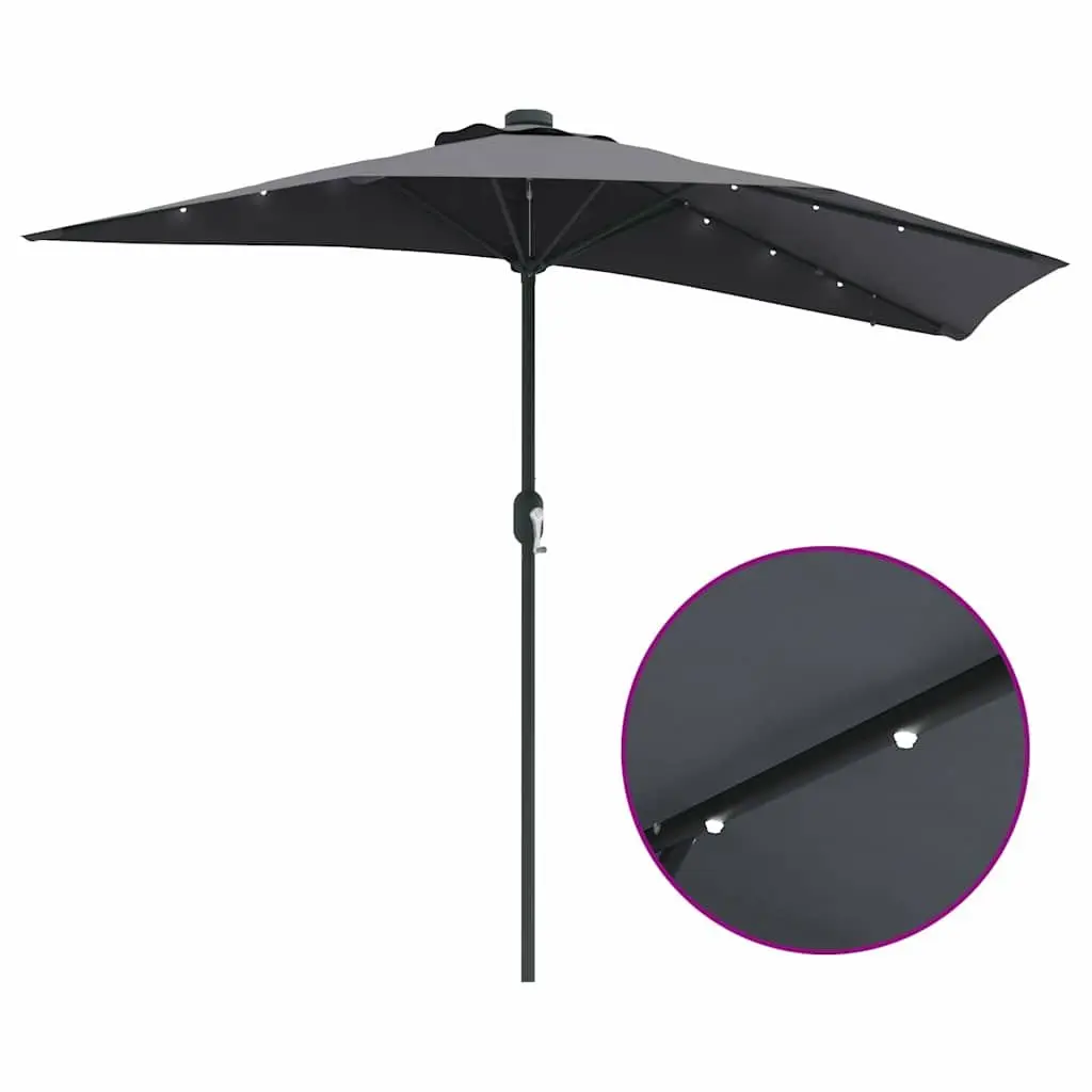 Anthracite Garden Parasol with Solar LED Lights
