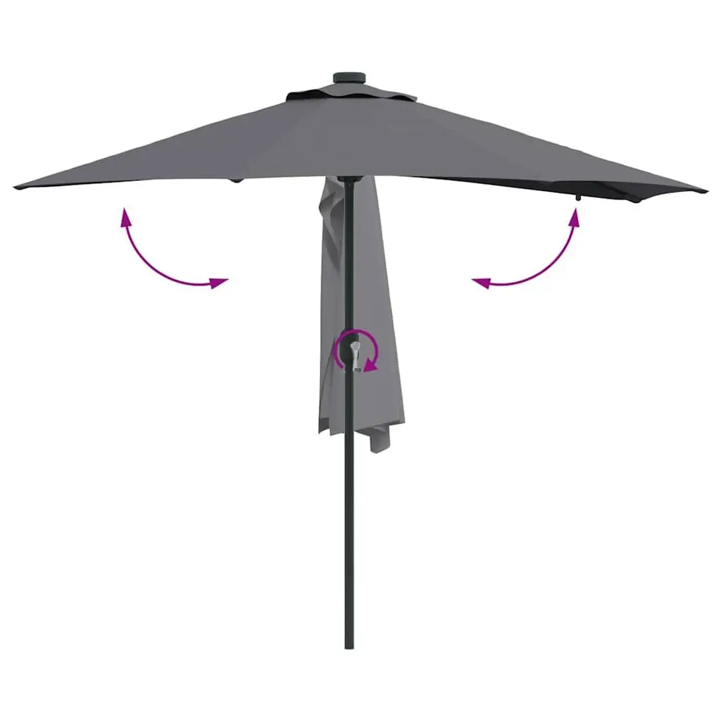 Anthracite Garden Parasol with Solar LED Lights