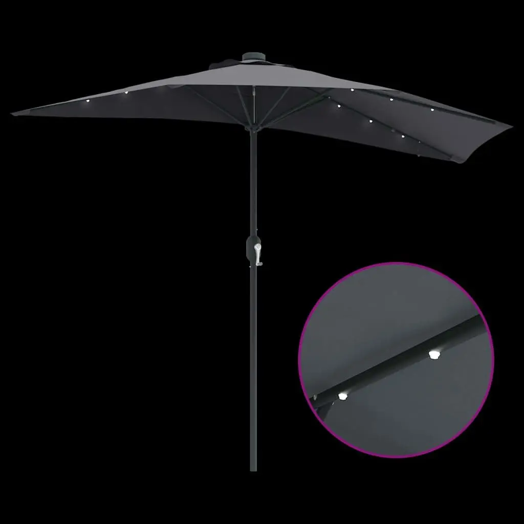 Anthracite Garden Parasol with Solar LED Lights